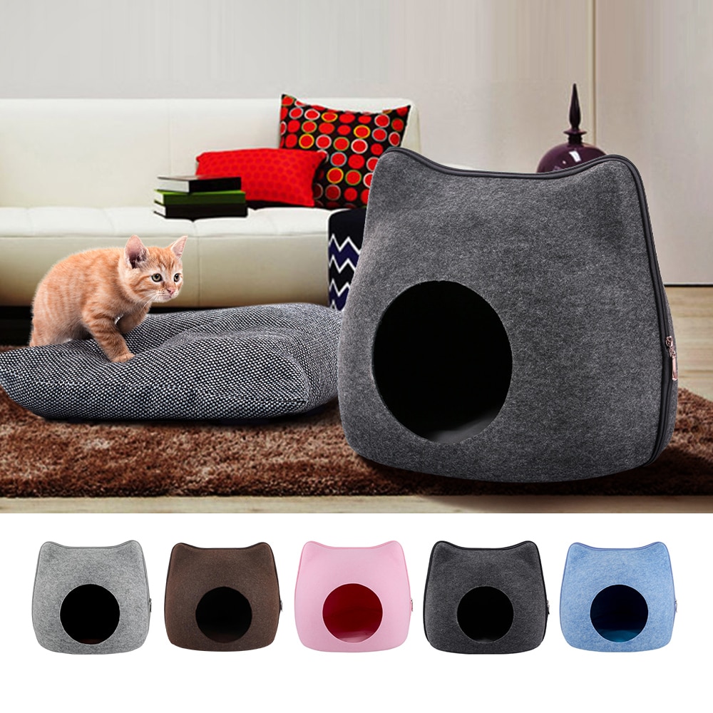 Hond Kat Bed Cave Slaapzak Vilt Doek Huisdier Huis Nest Kat Mand Producten Met Kussen Mat Voor Katten Dieren levert