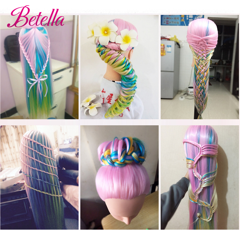 Female 3D Blue Eye Blonde Gold Human Hair Mix Synthetic Curl Training Styling Head Mannequin Doll