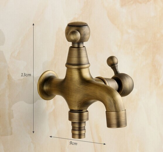 total brass bronze plating double using washing machine faucet bibcocks faucet tap garden outdoor mixer