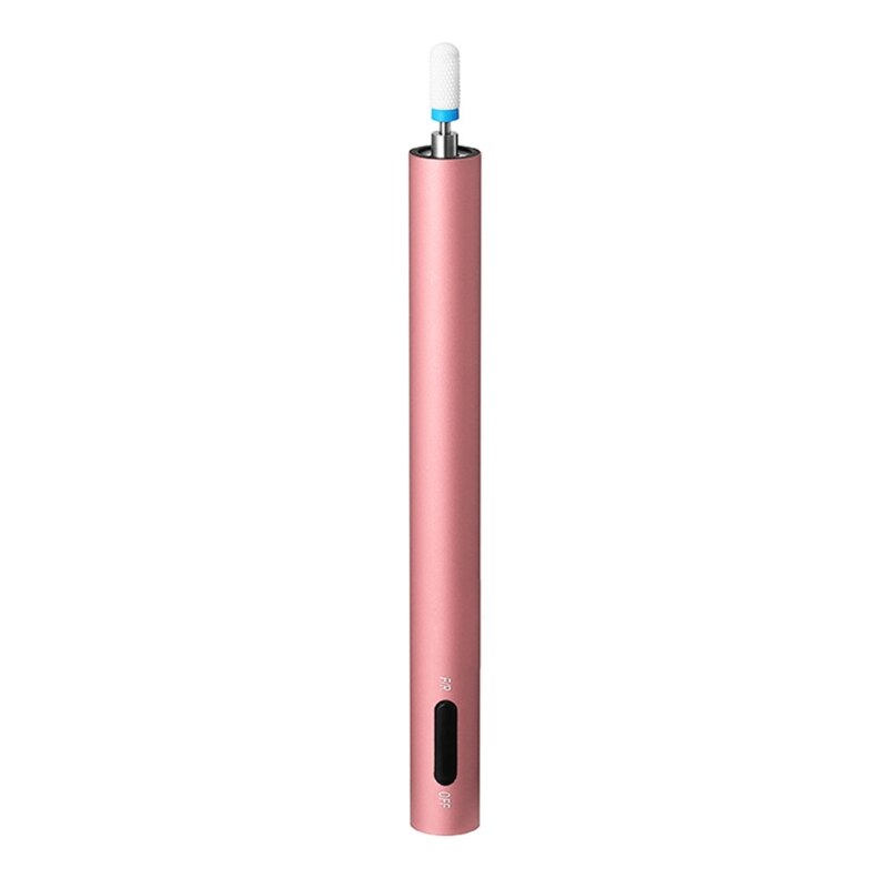 Nail Pen Type Polisher Nails Art Manicure with LED Light Grinder Polishing: Pink