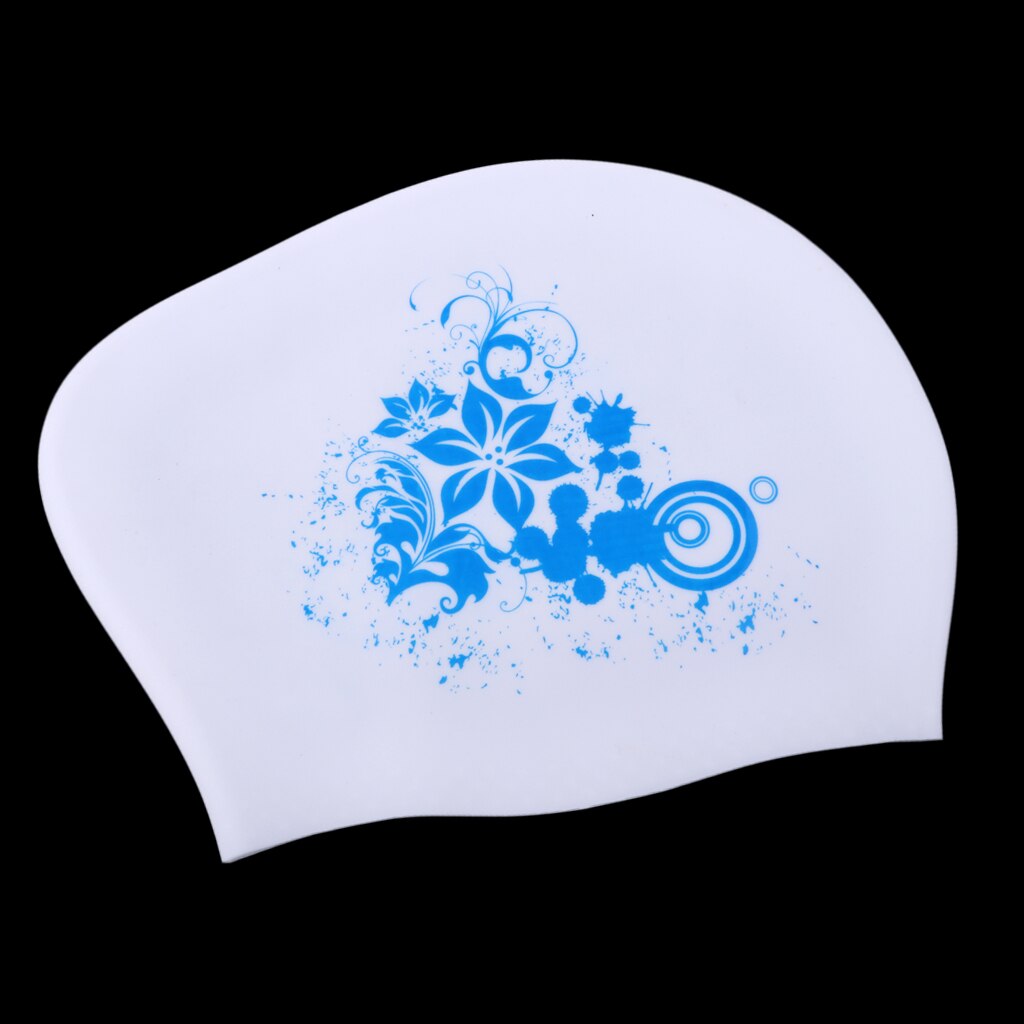 Elastic Silicone Long Hair Swimming Swimming Pool Hat for Swimmers with Long Thick Curly Hair for Women Girls Men: White
