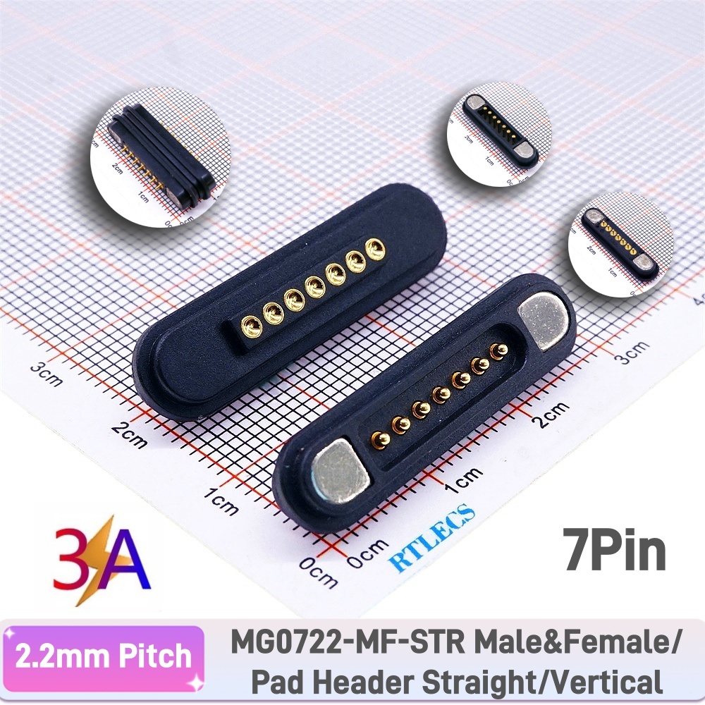 1 par 3A conector Pin Pogo magnético 2 3 4 5 6 7 8 9 11 posiciones paso 2,2 MM tira de contacto Pogopin macho hembra con resorte: Castaño