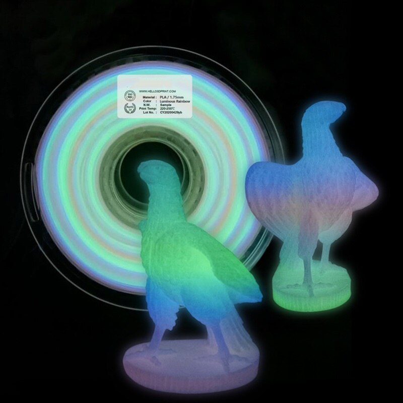 PLA glühen in das dunkel Nachtleuchtende Filament 1,75mm Kunststoff 3D Drucker Materialien glühend Regenbogen verrotten Glühwürmchen Grün Filamente