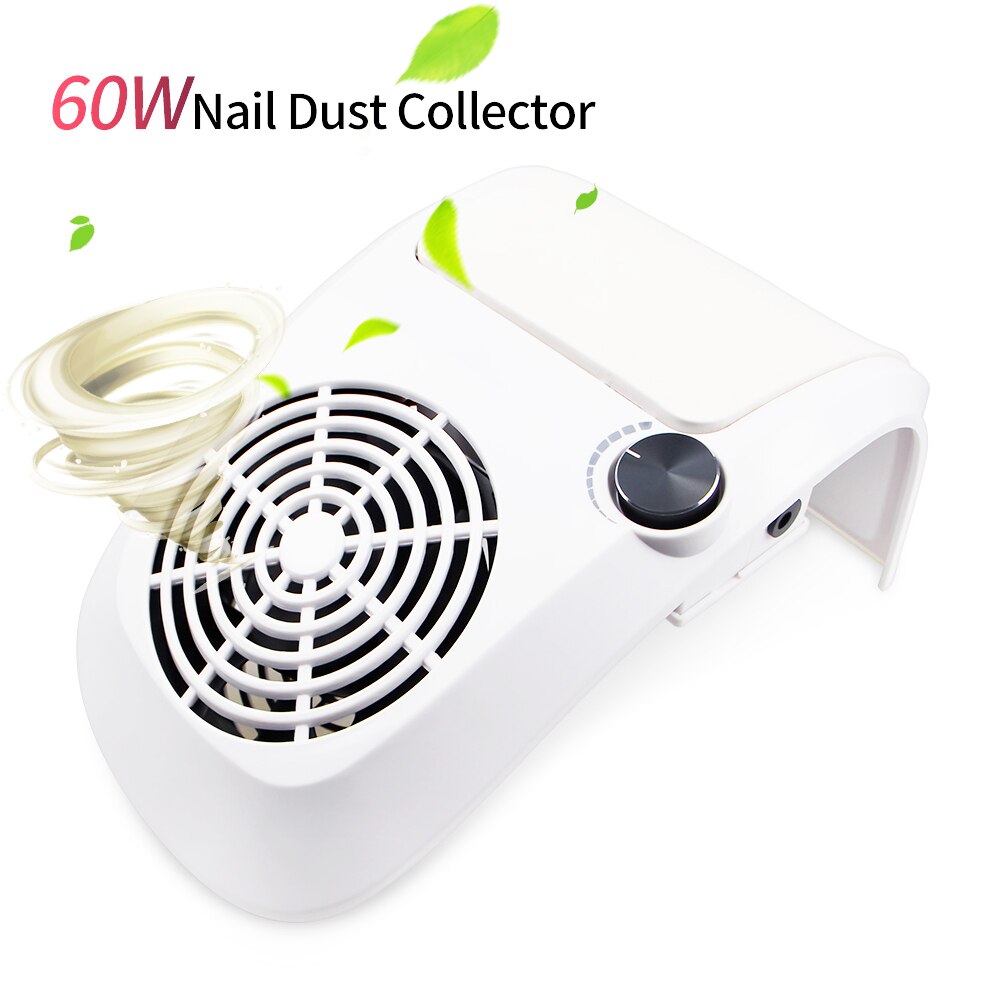 60W Krachtige Nail Stofafzuiging Collector Stofzuiger met 2 Stof Verzamelen Zak Nail Art Equipment Nail Salon Gereedschap