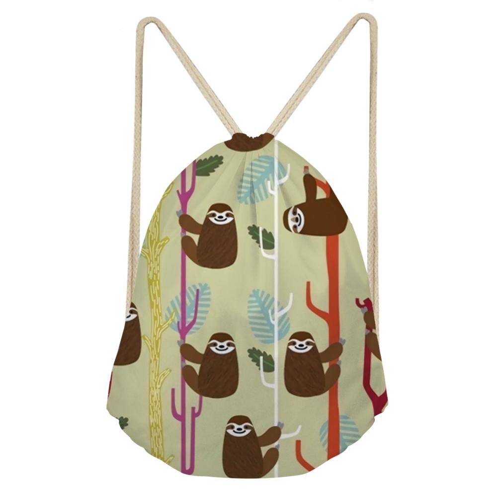 Haoyun schattige boom luiaard geschilderde trekkoord tassen voor vrouwen meisjes linnen trekkoord rugzak rugzak reis opbergzak druppelaar: Cdyh 1070 z 3