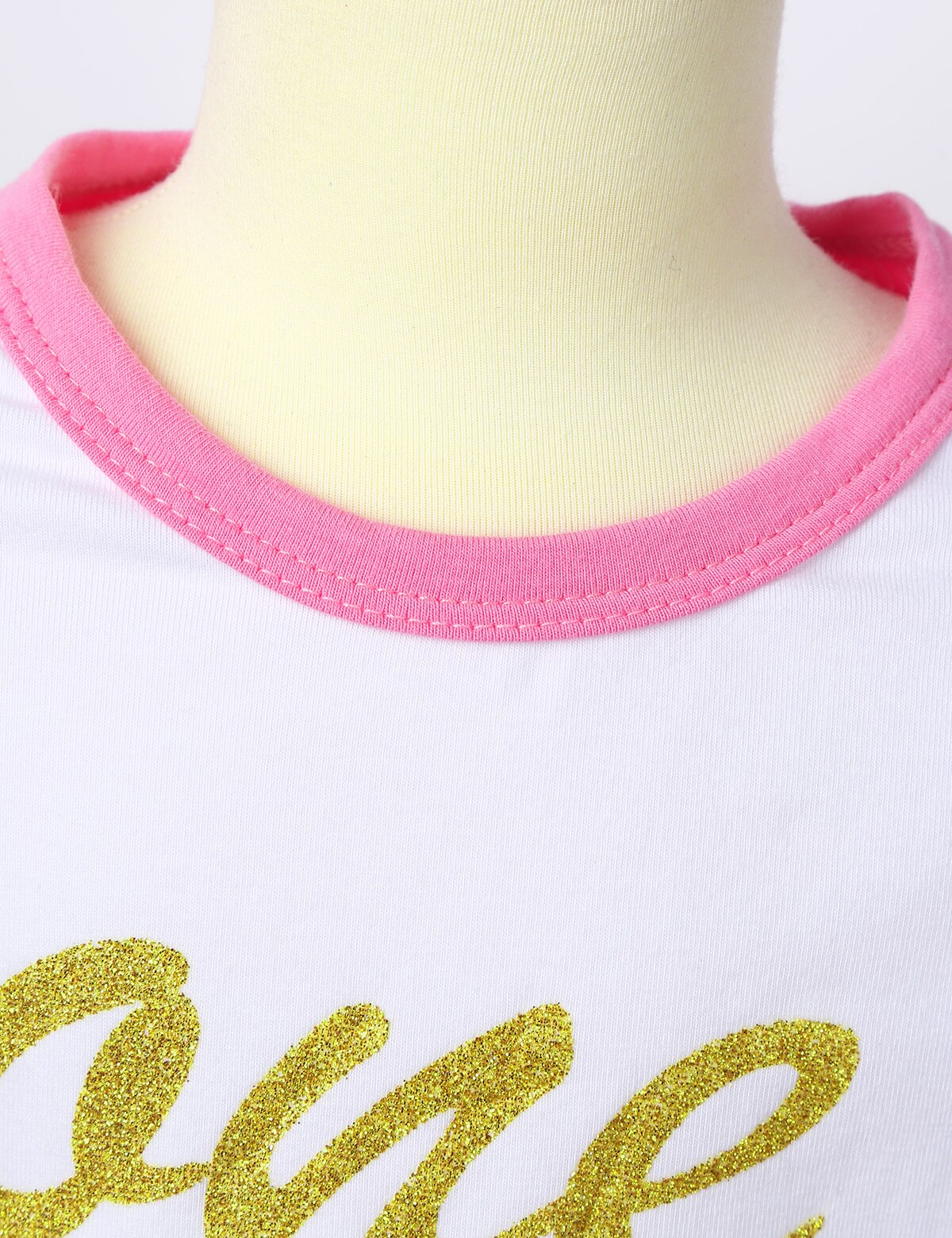 Toddler infant Baby Girls 1st Birthday Raglan Sleeves Fashionable Glitter Letter One Printed Soft Cotton Color Block Shirt Tops