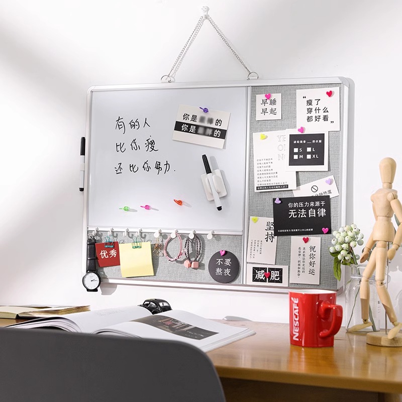 Funido gesplitst zwart frame kurk whiteboard combinatie - 12x16inch / 16x24inch / 18x24inch / 20x28inch magnetisch prikbord fotowand zichtbord thuiskantoor decoratief bord