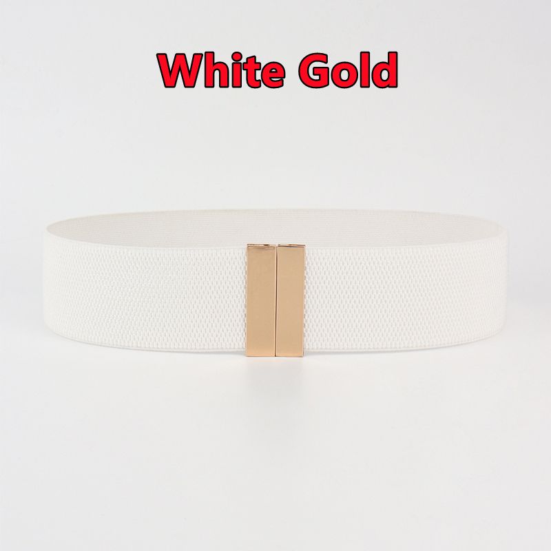 Cinturones anchos con banda elástica para mujer, cinturón sencillo para abrigo, hebilla femenina, correa negra, accesorios de decoración para vestido: Negro