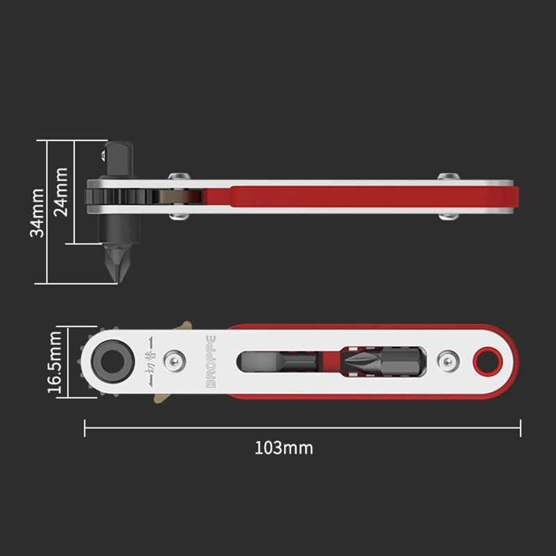 3Choices Mini Magnetic Screwdriver double-head Ratchet Wrench Right Angle 1/4" Hex Shank for Narrow Space DIY Hand: C
