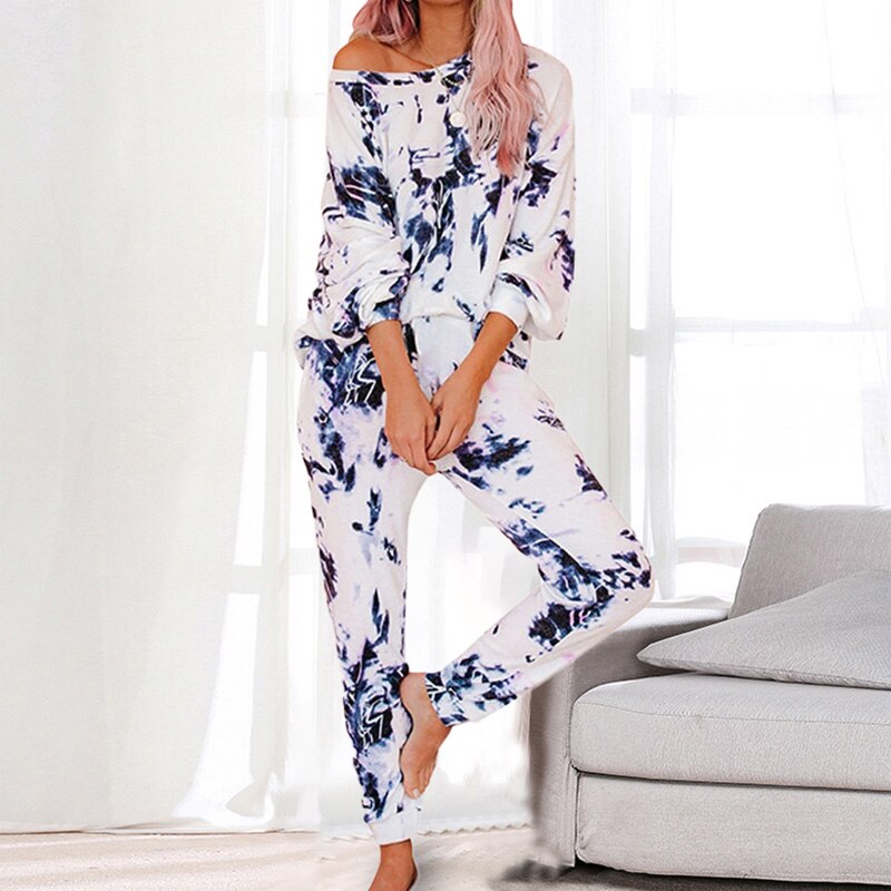 Imprimé pyjama ensemble femmes minceur ensemble de vêtements de nuit femmes pyjamas ensemble salon vêtements ensemble de nuit femmes vêtements de nuit automne: color 1 / XXL