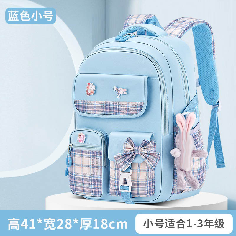 Mochila a cuadros para estudiantes de escuela primaria, protección de la columna vertebral, ergonómica, gran capacidad, ligera, resistente al agua: Oro