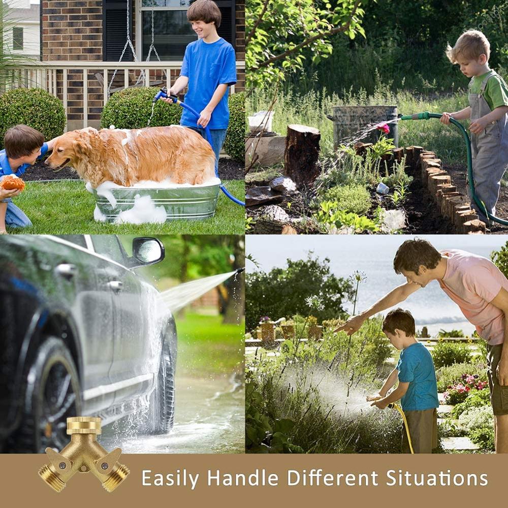 Heavy Duty Brass Garden Hose Connector Tap Splitter (2 Way) – and Improved - Outlet Splitter, Hose Splitter, Hose Spigot Ada