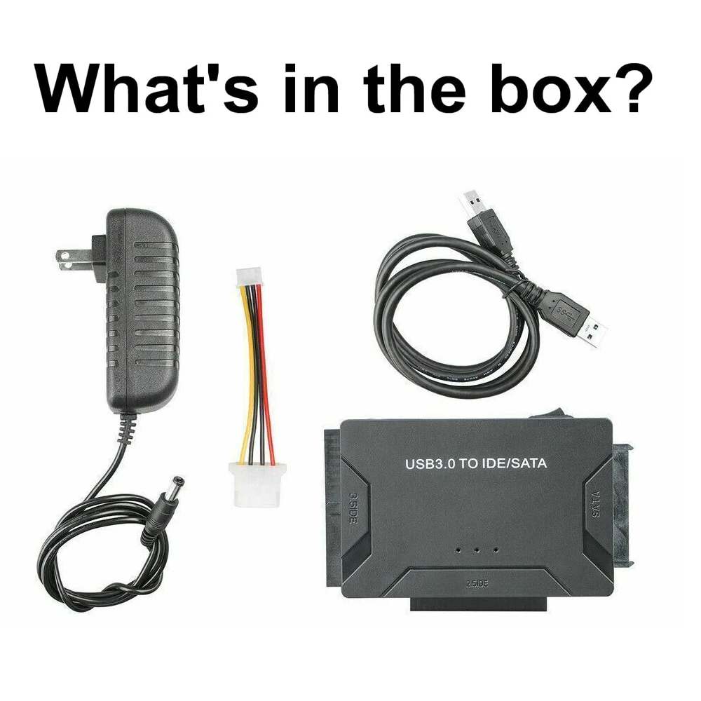USB 3.0 zu SATA IDE Adapter Festplattenadapter Konverter für 2,5"/3,5" SATA/IDE/SSD Festplatten mit 12V 2A Netzteil