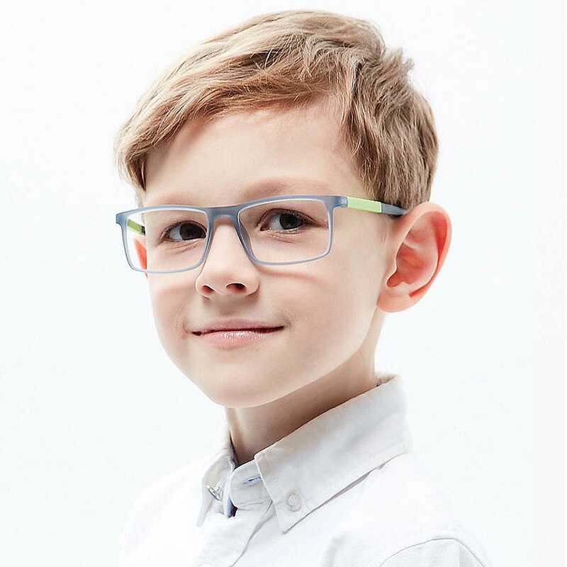 Kirka Kids Glasses TR90 Flexible Eyeglass Frames Children Optical Frame Kids Grey Children Glasses For 6-10 Years Old