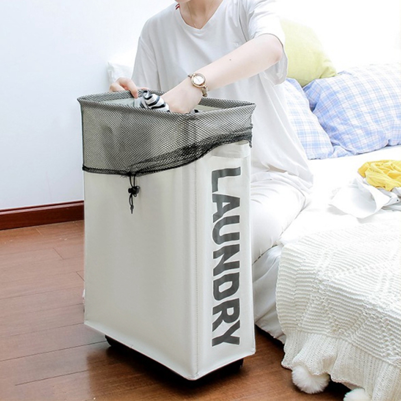 Foldable Laundry Basket with Wheels Dirty Clothes Storage Basket Bathroom Laundry Hamper Household Laundri Hamper Toy Storage
