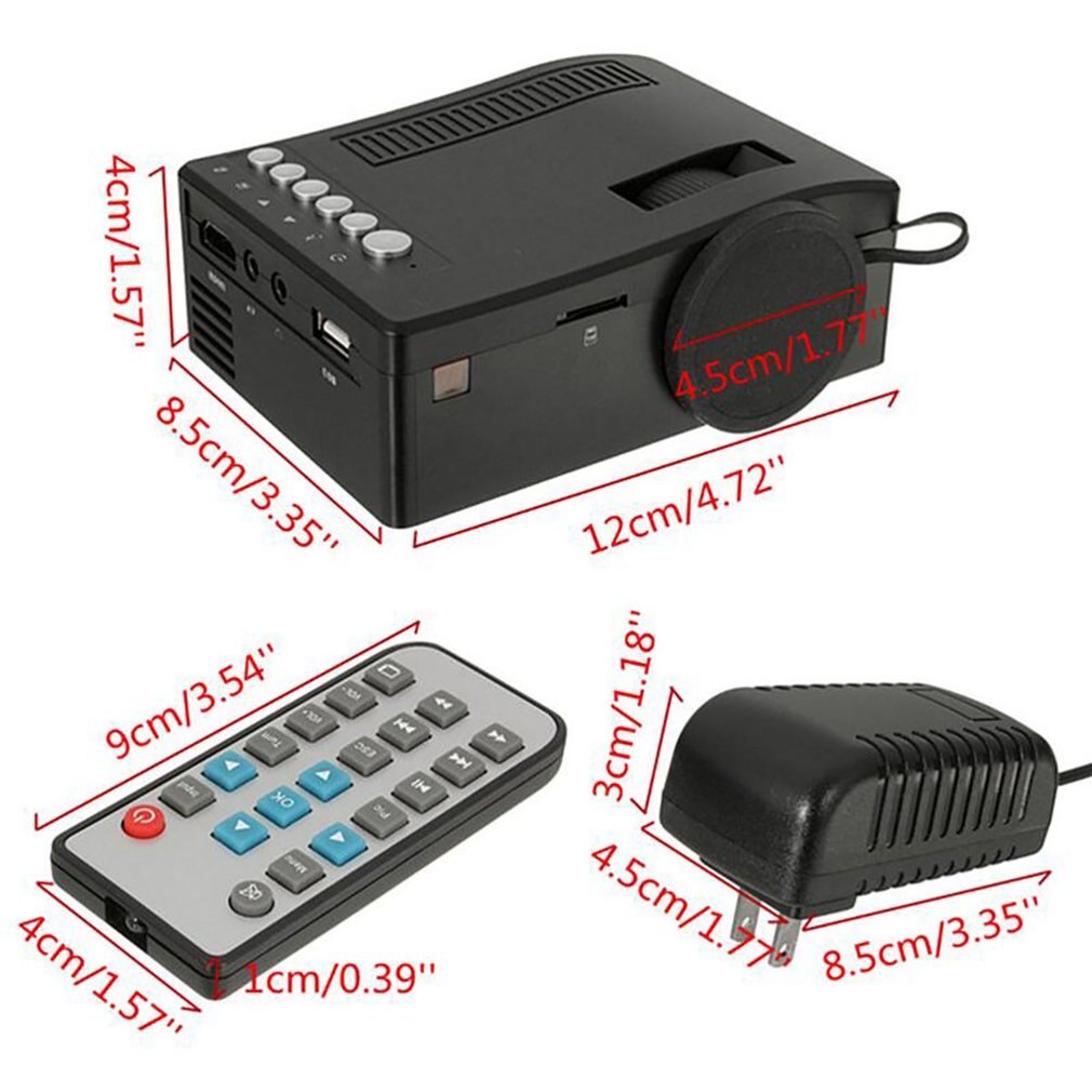 T16 Mini Portable Wired LED LCD Projector Display Home Theater Cinema HD 1080p Proyector HDMI USB AV VGA SD Media pocket beamer