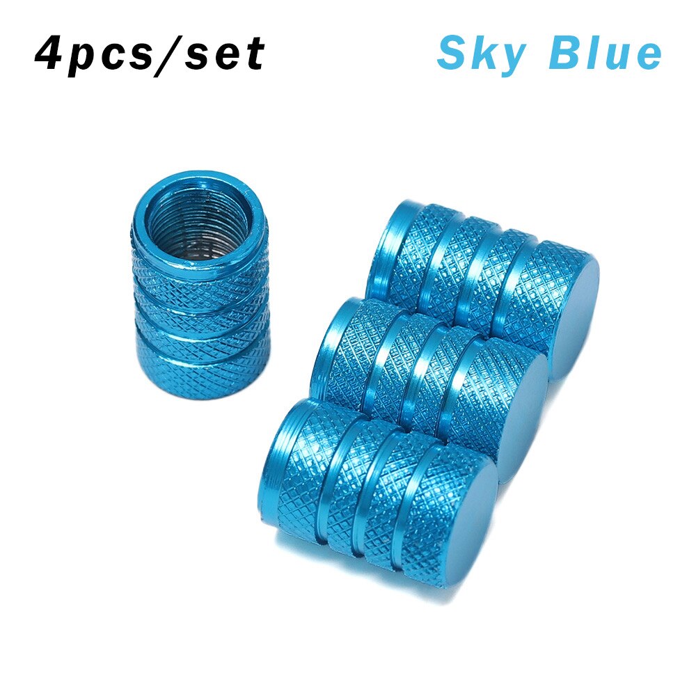 1/4Pcs Universal Dustproof Aluminium Alloy Bicycle Cap Wheel Tire Covered Car Truck Tube Tyre Bike Accessories: Sky Blue