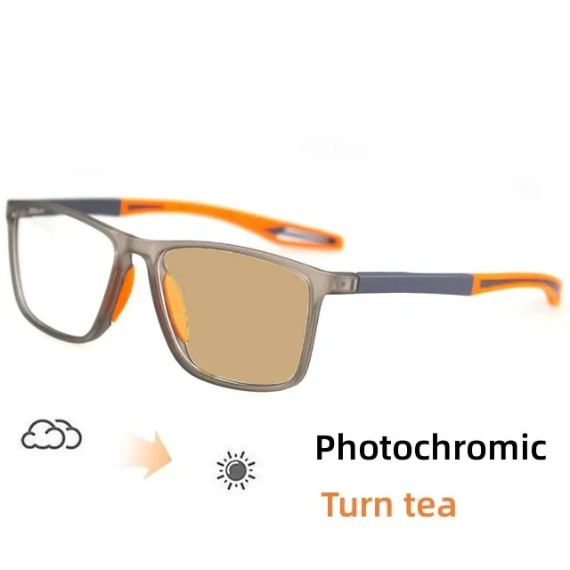 Gafas fotocromáticas deportivas para miopía, tendencia de , antiluz azul, gafas de visión cercana, gafas de protección solar anticolisión para exteriores: Rojo / +200