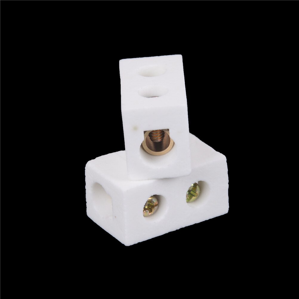 2 Pcs Ceramic Terminal Block 30A 1Way 2 Hole Connector Porcelain Ceramic Terminal Blocks Whosesale
