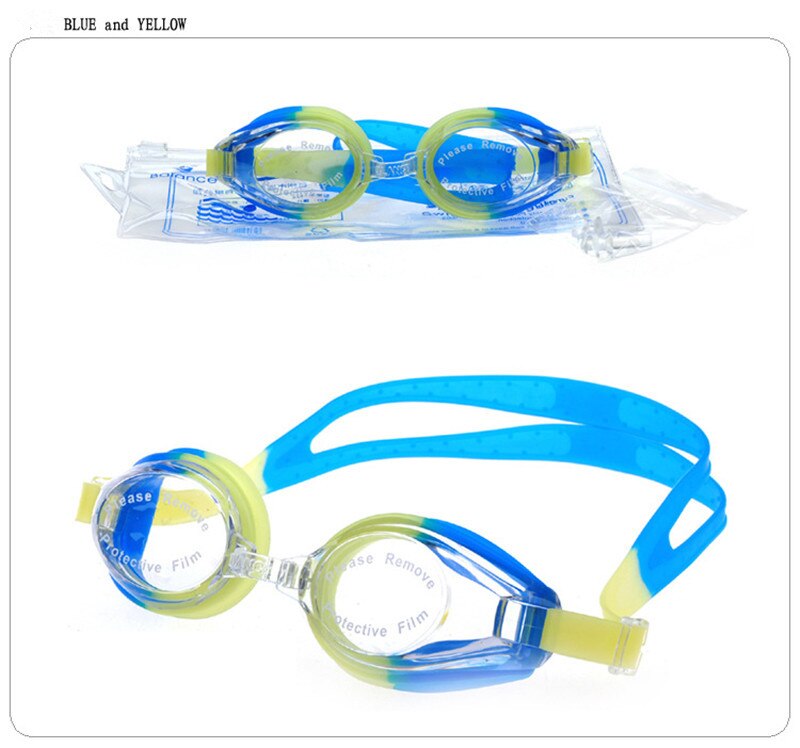 1Pcs Mannen Vrouwen Zwemmen Glazen Anti Fog Uv-bescherming Swim Brillen Professionele Galvaniseren Verstelbare Waterdicht Zwembril: blue yellow