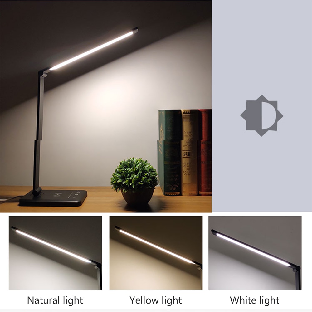 3 in1 trådløs oplader led skrivebordslampe luminaria multifunktion led bordlampe touch bordlampe til iphone airpods samsung huawei