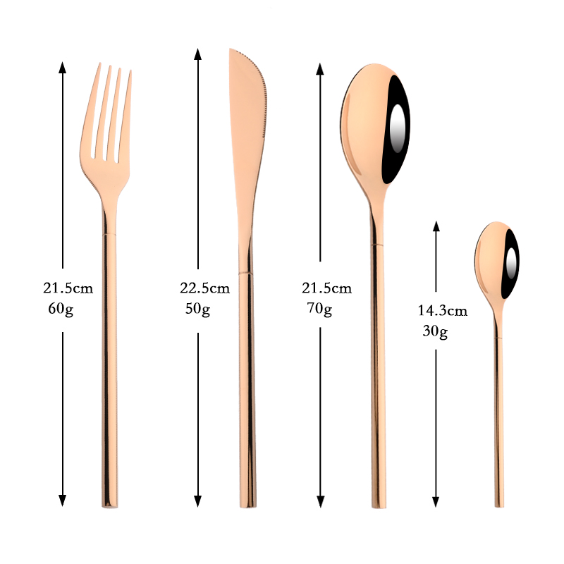 Mirror Luxury Gold 1/2/4Set Flatware Cutlery Set 18/10 Stainless Steel Dinnerware Western Fork Spoon Knife Set Silverware Set: 4Set / Rose