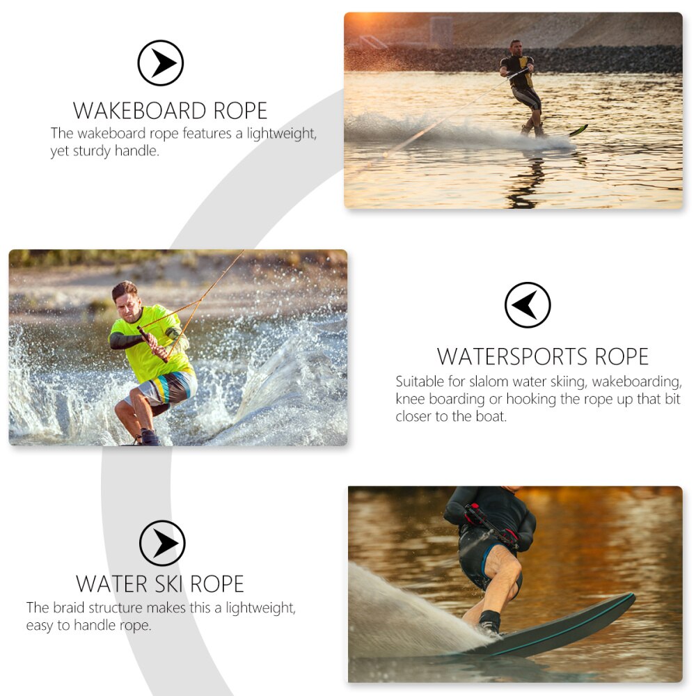 Black Handle Water Ski Rope 1-Section Wakeboard Kneeboard Rope for Boating