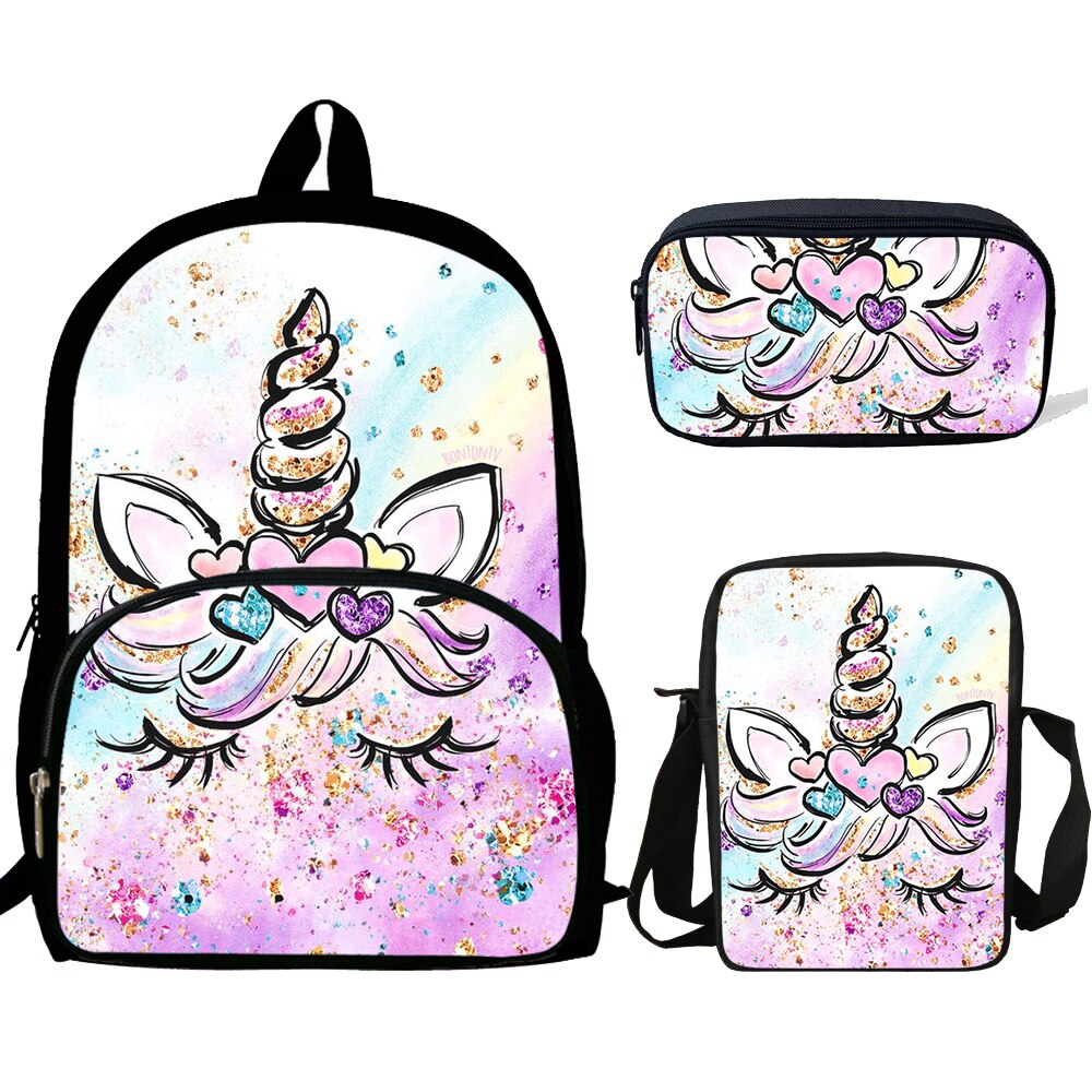 3 stücke Schule Rucksack Sets Kinder Buch Taschen Einhorn Drucke Primäre Daypack Teenager Jungen Mädchen Schulranzen: j9494