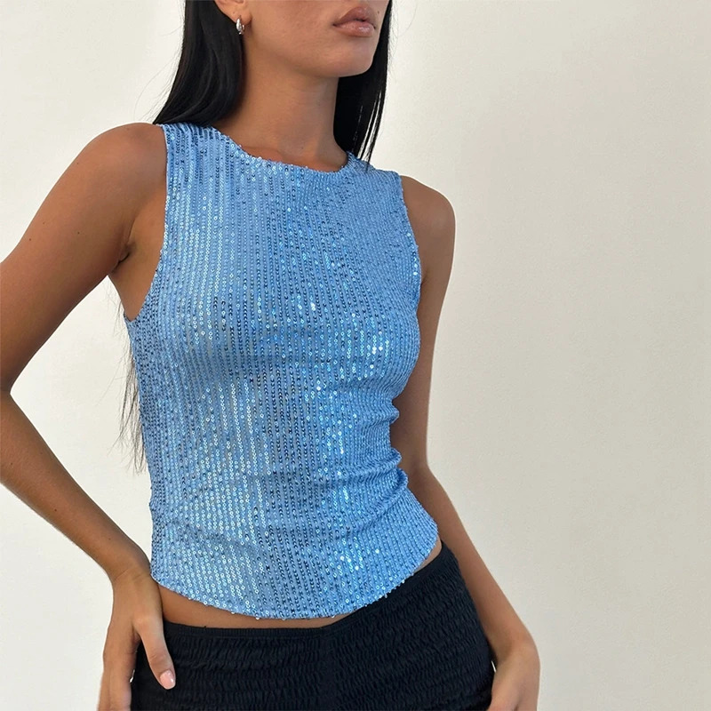 Kvinners paljett-topper langermet glitrende glitter-skjorte t-skjorte skinnende bodycon-bluse sexy fest klubbklær t-skjorte dameklær: L / Grønn