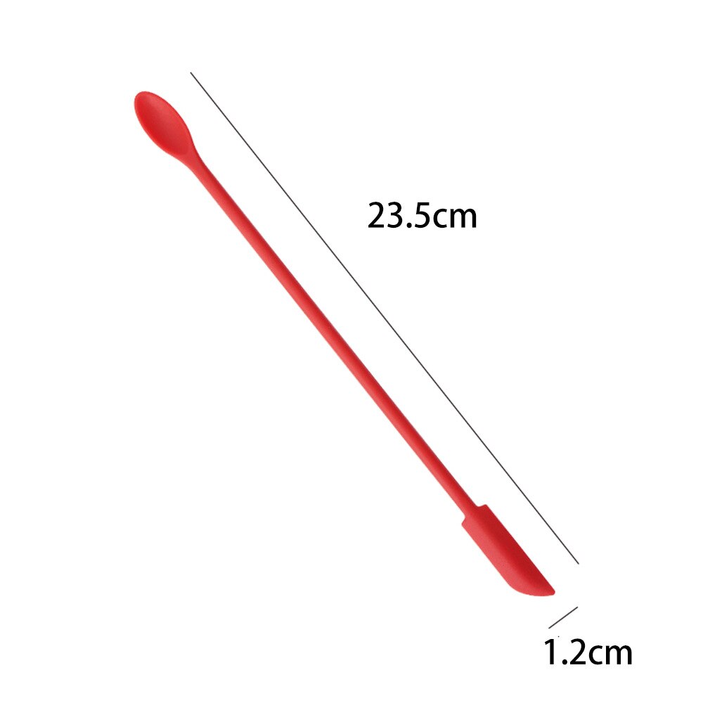 Double Head Mini Silicone Spatula for Thin Jar Makeup Butter Cake Spatula with Spoon Reusable Spatula Kitchen Baking Tools: red M