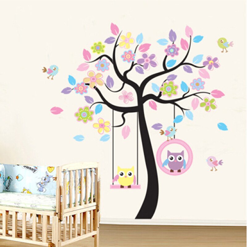 Diy Uil Bird Tree Muursticker Home Decor Kamer Voor Kinderen Woonkamer Decals Kinderen Baby Nursery Decoratieve Wallpapers Stickers