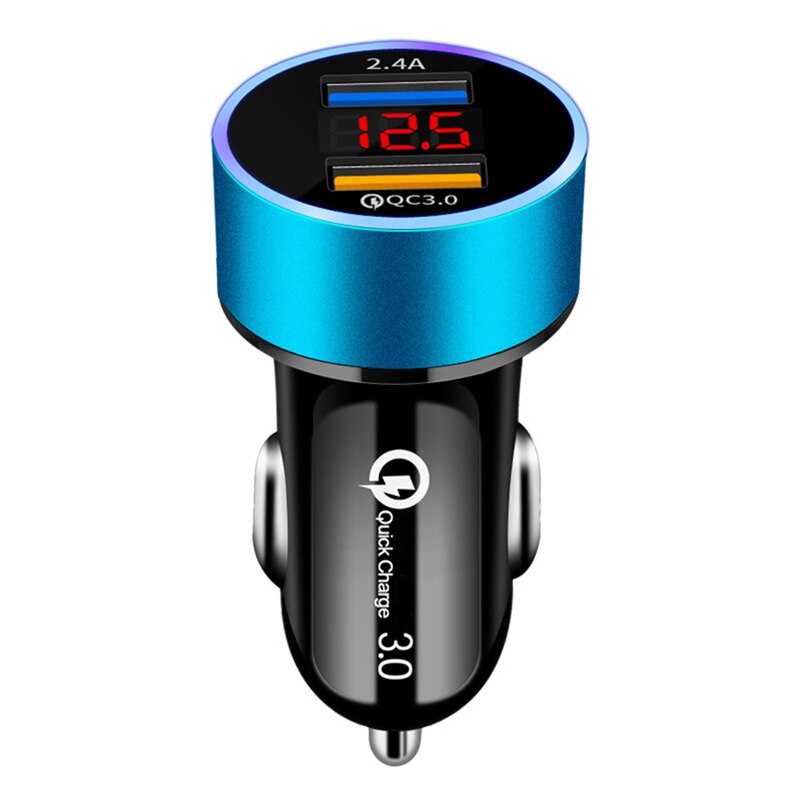 Cargador de teléfono para coche, cable de datos USB tipo c de carga rápida 5A, QC 3,0, LED, para OPPO A52, A72, A92, Reno 2, 2Z, 3, 4 Pro, VIVO Y17: Blue Car Charger