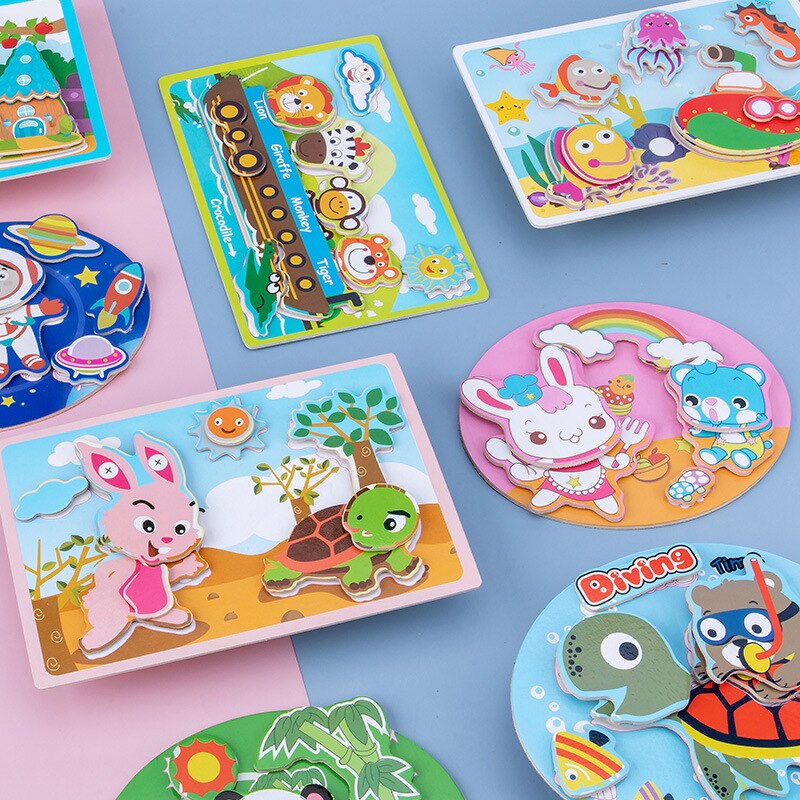 sterben Neue 3D Kreative Magie Stock Holz Puzzle freundlicher Spaß FrüHenne Bildung Lernen Kognitive Holz Spielzeug