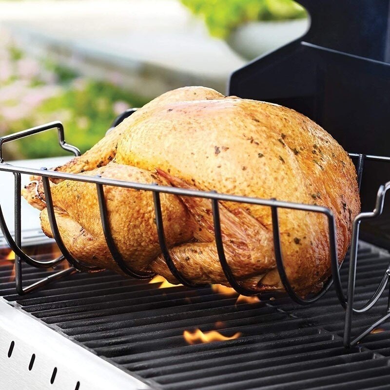 Non-stick ribbehylle stativ grillribbe og stekestativ rustfritt stål grilling bbq kylling biff ribber rack grillkurv