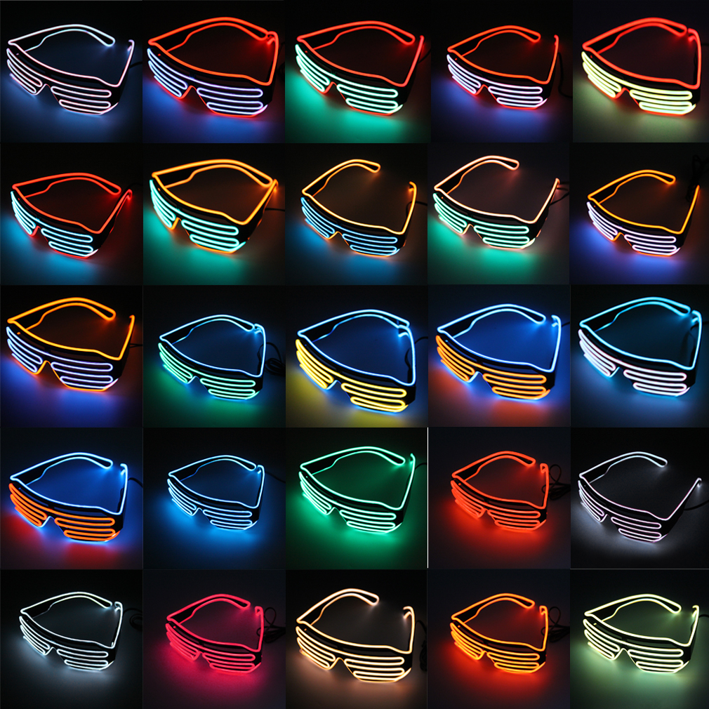 glühen LED EL Gläser Draht sonnenbrille Licht hoch Schattierungen Blinkt Rave Doppel Farbe Festival Partei Helle Gläser gafas disfraz