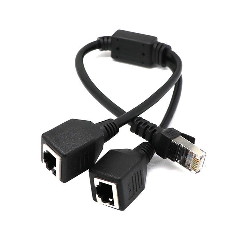 Enhanced RJ45 Ethernet Y Splitter Adapter Cable 1 to 2 Port Switch Adapter Cord for CAT 5/CAT 6 LAN Ethernet JR Deals