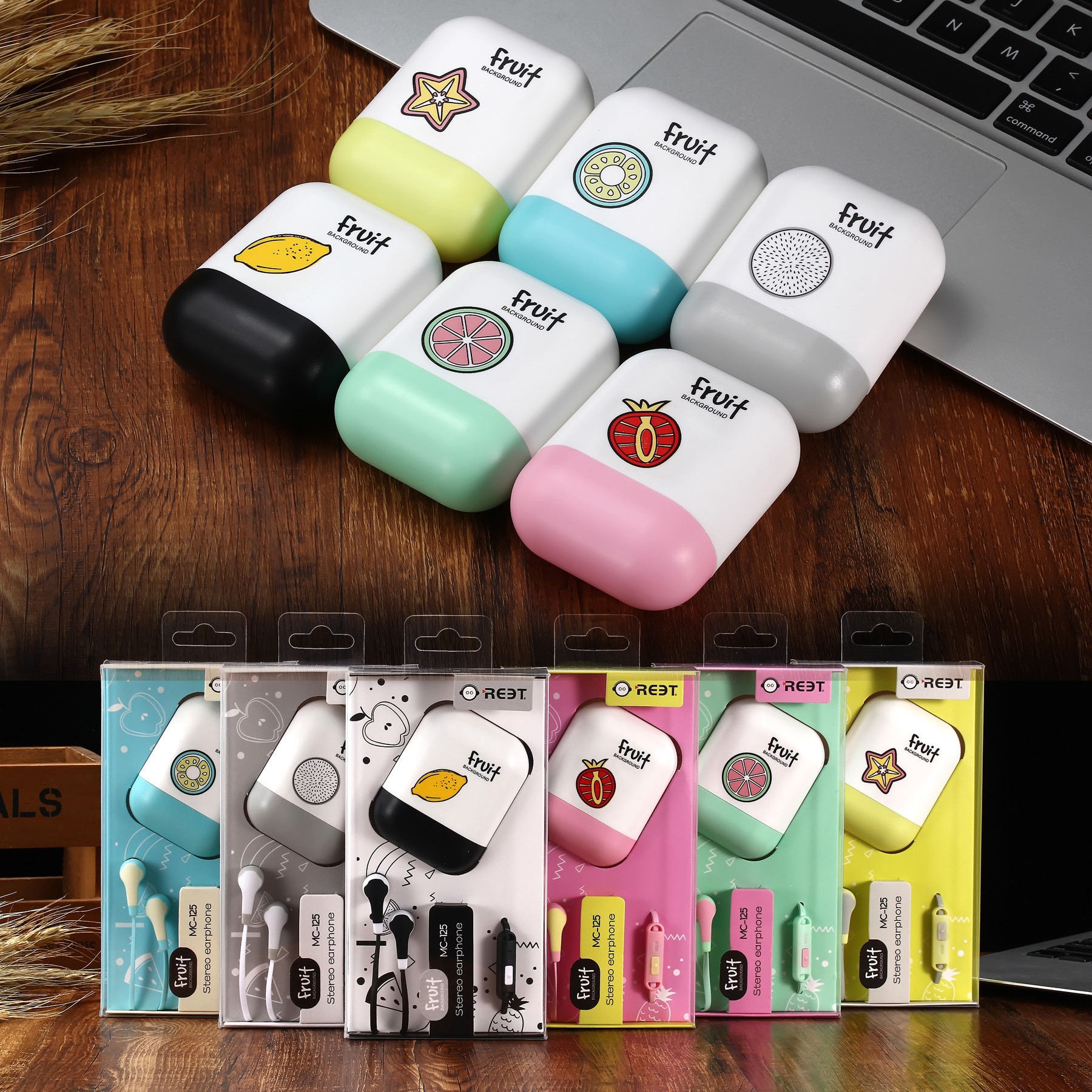 Écouteurs intra-auriculaires mignons pour fille enfants avec micro 3.5mm écouteurs universels de fruits stéréo compatibles avec SmartPhone