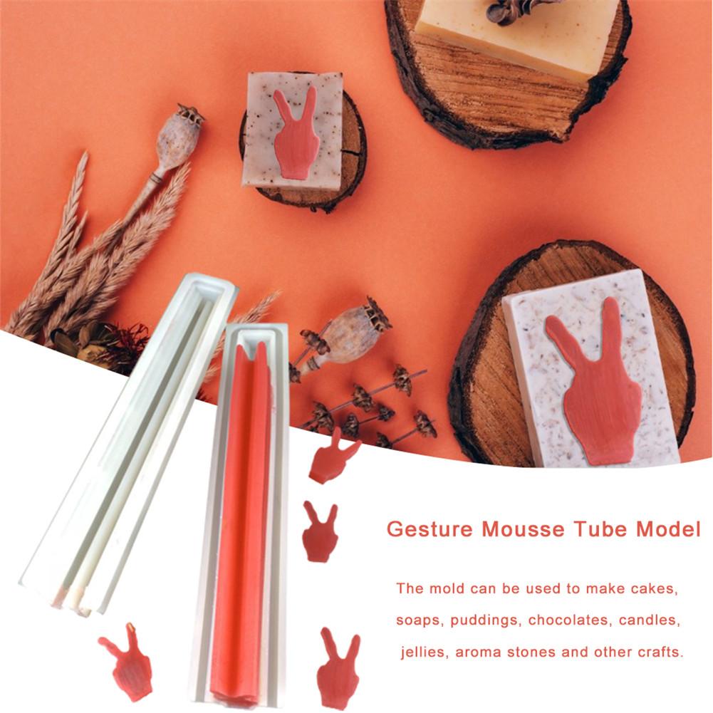 Siliconen zeepmal in de vorm van een gebaar, wasbare herbruikbare mousse cake tube mal voor het maken van taarten, doe-het-zelf knutselwerkjes