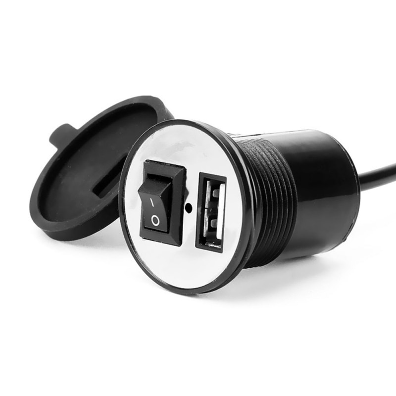 Motorcykel usb billaddare med switch modifierad telefon vattentät usb skoter modifierad mobiltelefon laddare 12v