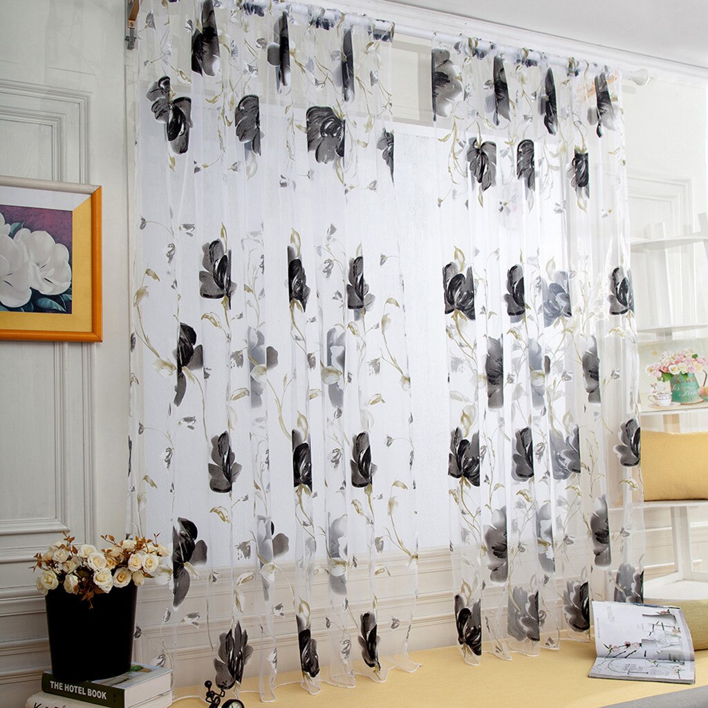 1 Pcs Wijnstokken Bladeren Tulle Deur Gordijn Drape Panel Sheer Sjaal Valletjes Gordijnen Voor De Woonkamer Keuken Slaapkamer: BK