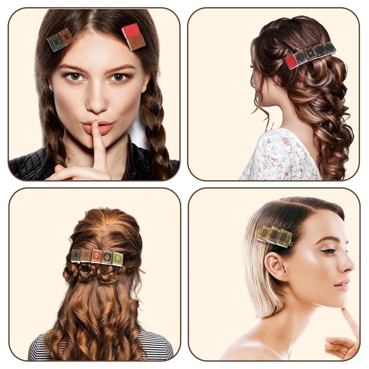 1 Stuk Miniatuurboek Haarclip Boek Liefhebber Vierkant Hoofddeksels Klassiek Boek Haarclips Paper Boek Haarclip Barretvoor Meisjes Vrouwen