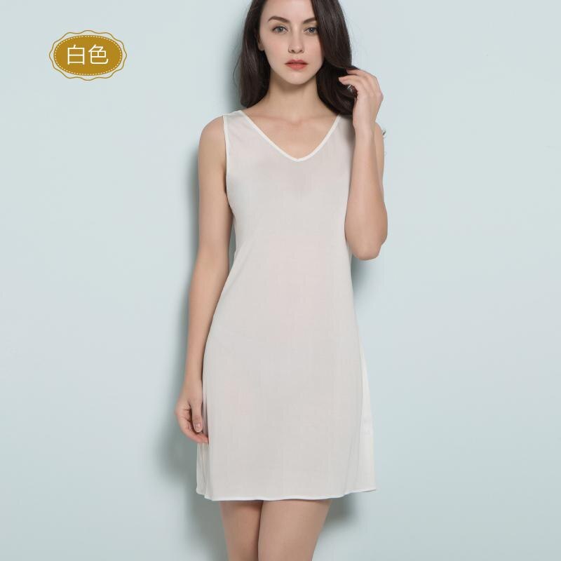 Silk Petticoats 36 Pin High Density Delicate And Smooth V Collar Anti Silk Vest Backing Skirt: white / XXL