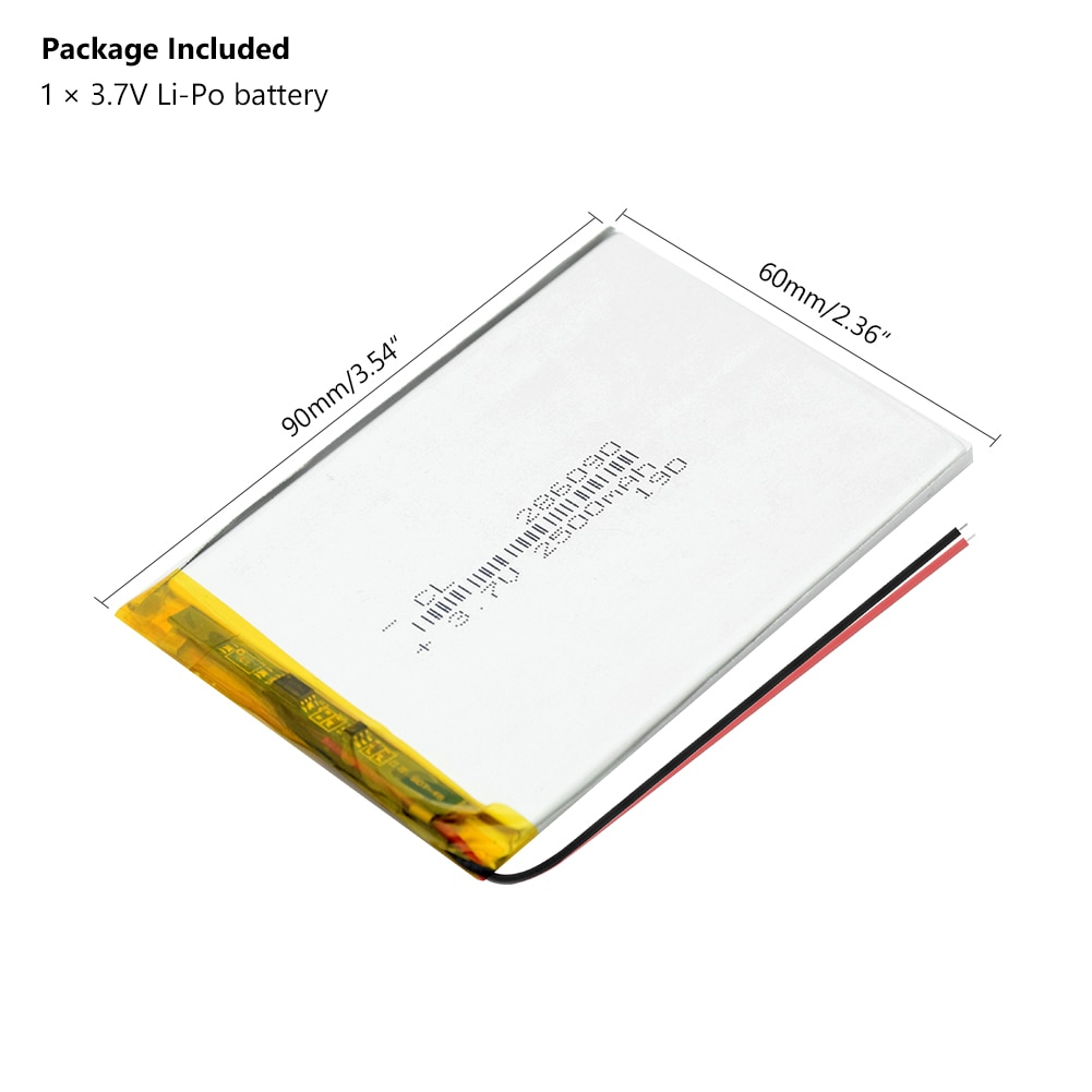 YCDC Batteria Ricaricabile Polimero di Litio - 2500mAh 3.7V - Per MP3, MP4, GPS, PSP, Cuffie Bluetooth