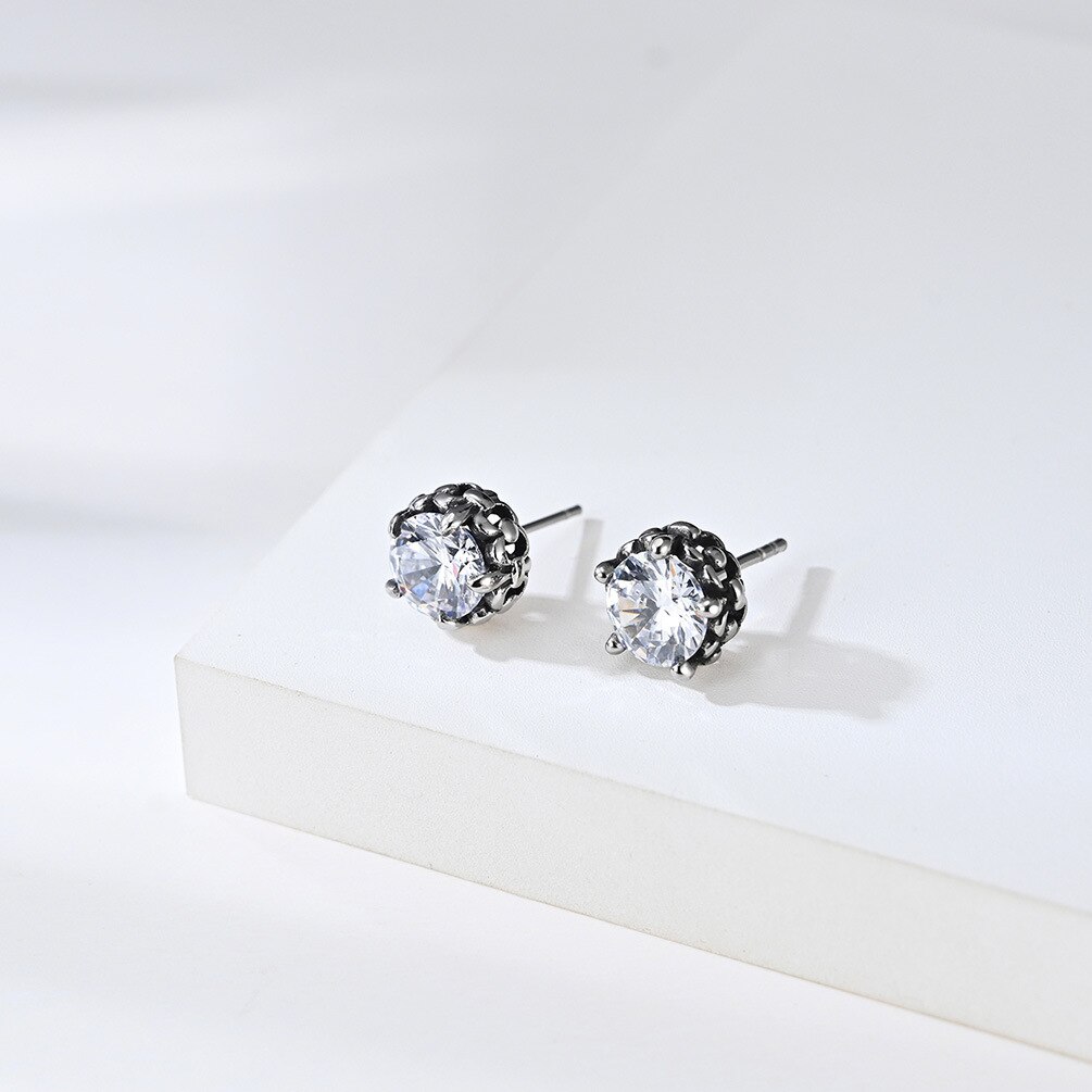 1 Pairs Crystal Studs Earrings for Men Woman Stainless Steel Earrings Charm Punk Male Jewelry