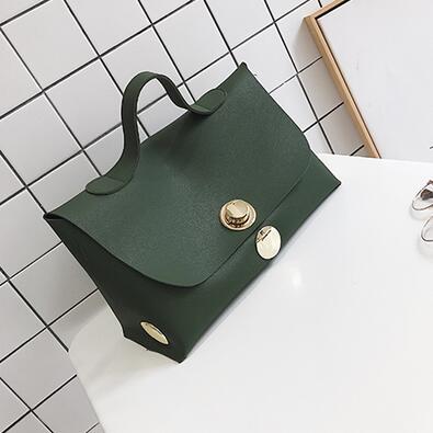 Western style Women Handbags PU leather Women Tote bags Locks Big Bags Commute Simple Boston bag: Green