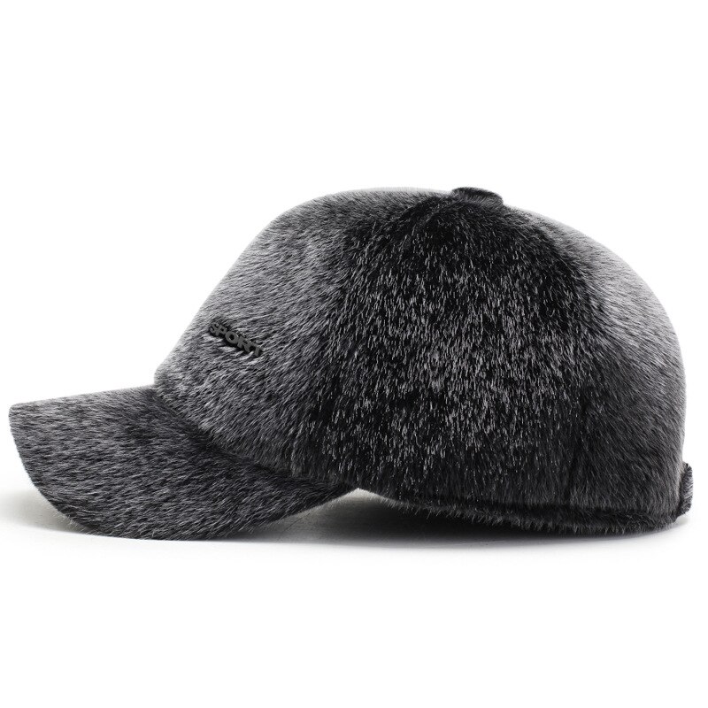 Casquette de Baseball en fausse fourrure pour hommes | Avec couvre-oreilles en velours, chapeaux chauds d'hiver, chapeau à rabat épais pour personnes d'âge moyen A76