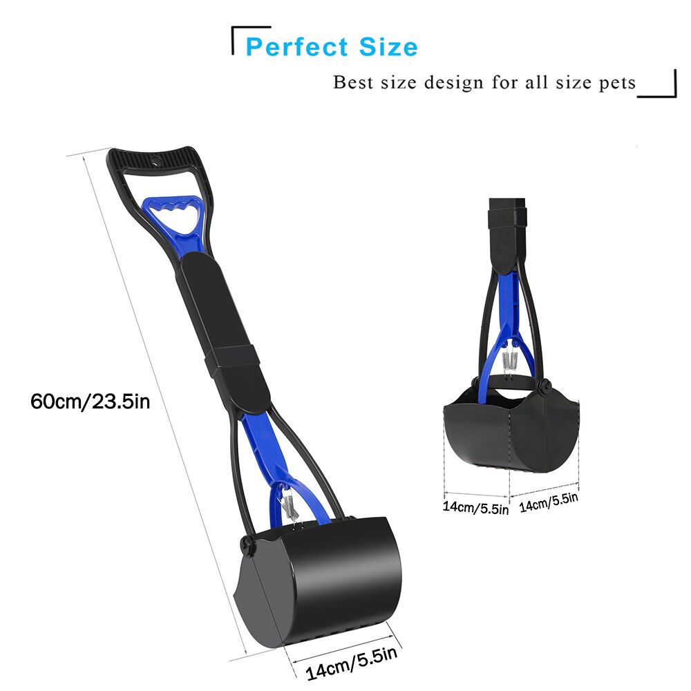 60cm Long Handle Pet Pooper Scooper Jaw Poop Scoop Shovel Clean Pick Up Animal Waste Portable Dog Cat Outdoor Cleaning Tool