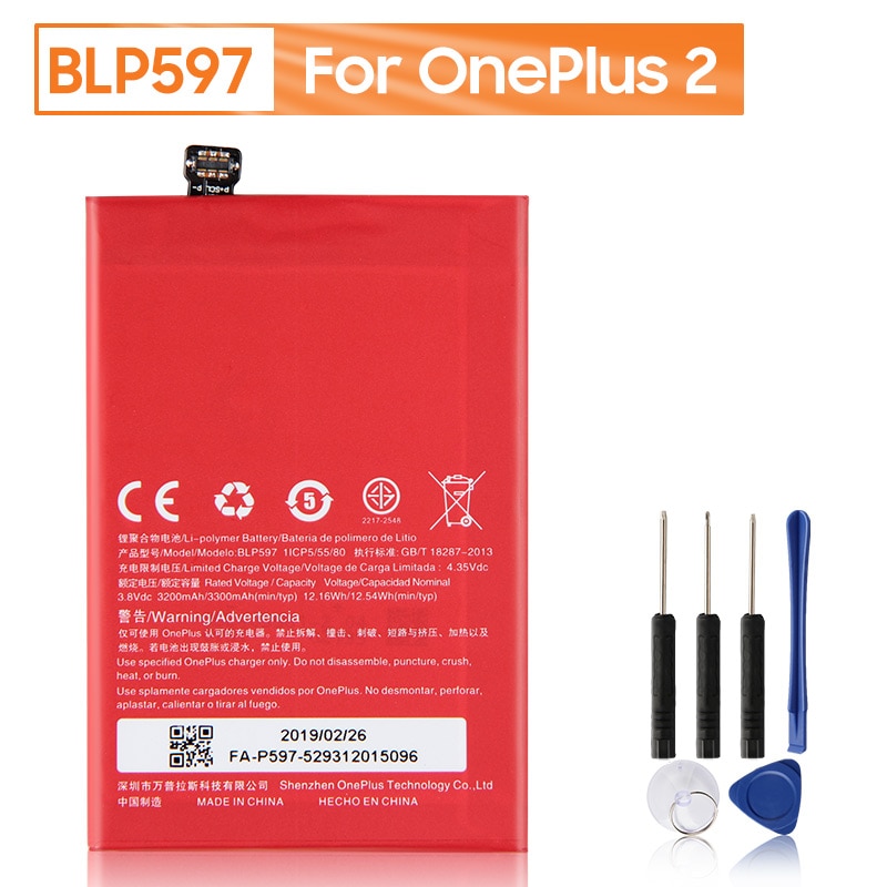 Oneplus Originele Vervangende Telefoon Batterij BLP597 Voor 1 + 2 Oneplus 2 Authenic Oplaadbare Batterij Met Gratis Tools 3200Mah
