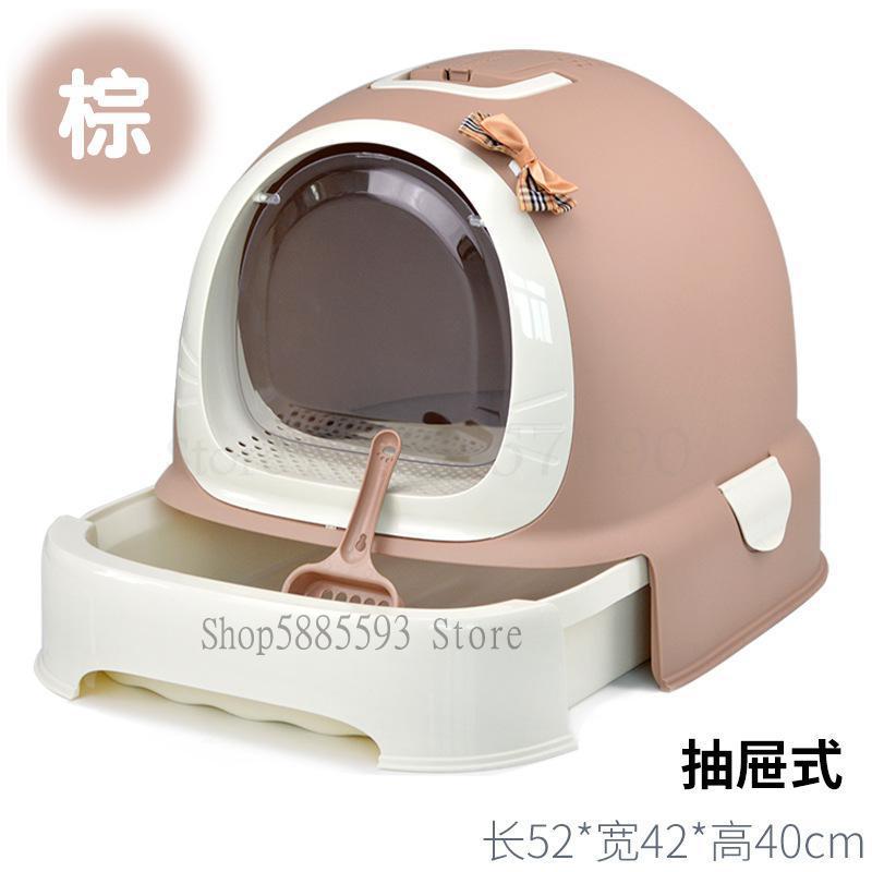 Cat Litter Box Fully Closed Cat Toilet Fat Cat Oversized Cat Litter Box Large Single-layer Cat Potty Drawer Type: invisible Wings 8