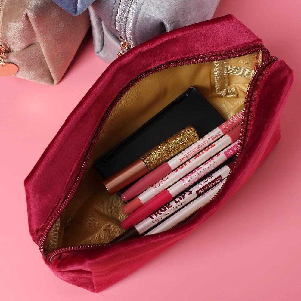 Zachte Fluwelen Vrouwen Make Up Organizer Meisje Lippenstift Tas Vrouwen Reizen Draagbare Cosmetische Bag Schoonheidsspecialist Beauty Case Make-Up Tas